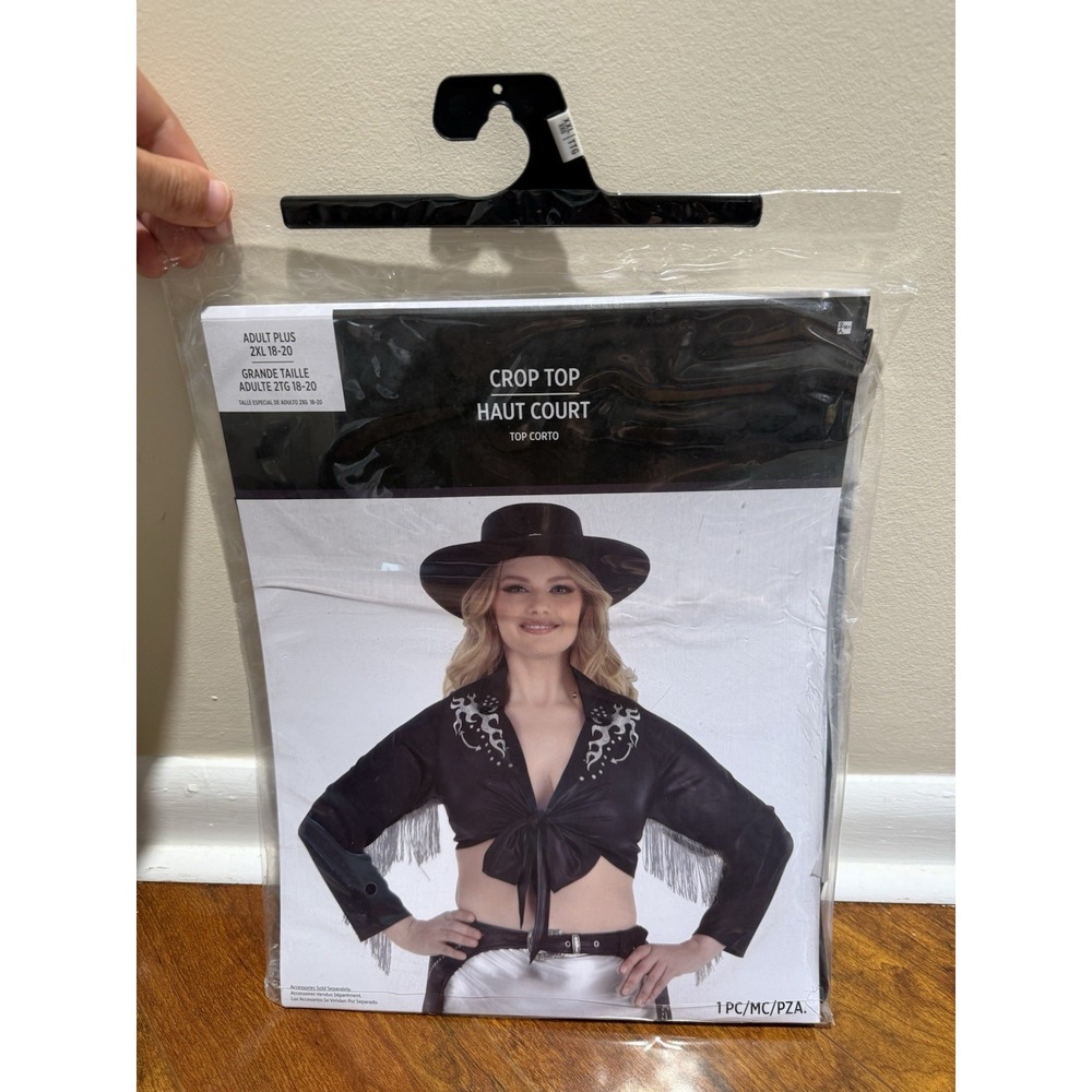 Cowgirl Western Crop Top Halloween Costume ADULT 2XL 18-20 Cosplay Black Silver